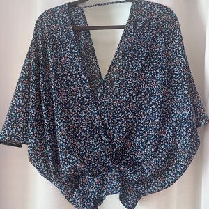 Elegant Floral Kimono Blouse